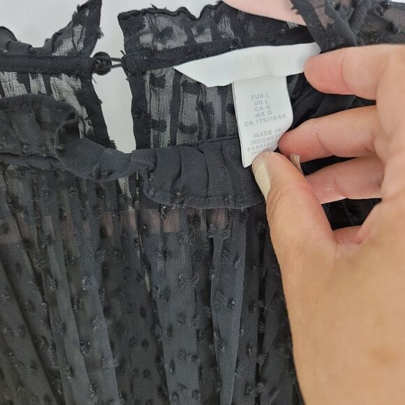 H&M sheer black romantic tunic blouse - Picture 6 of 9